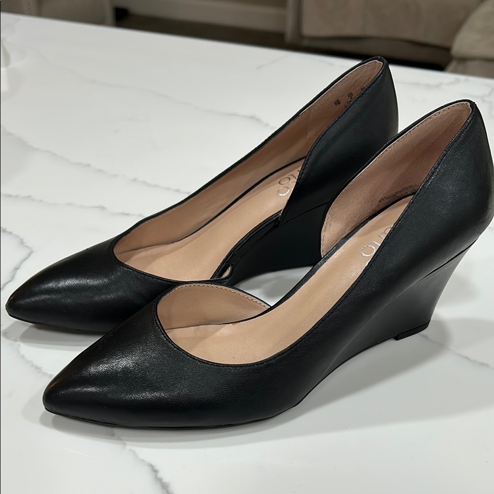Franco Sarto Elegant Black Wedge Pumps